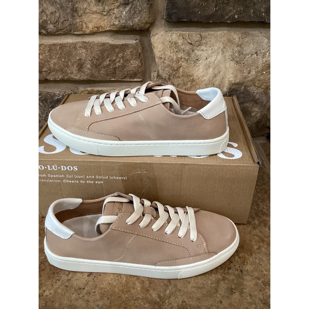 Soludos Ibiza Classic Suede Sneakers Champagne Pink Low Top Lace Up Shoes Size 7